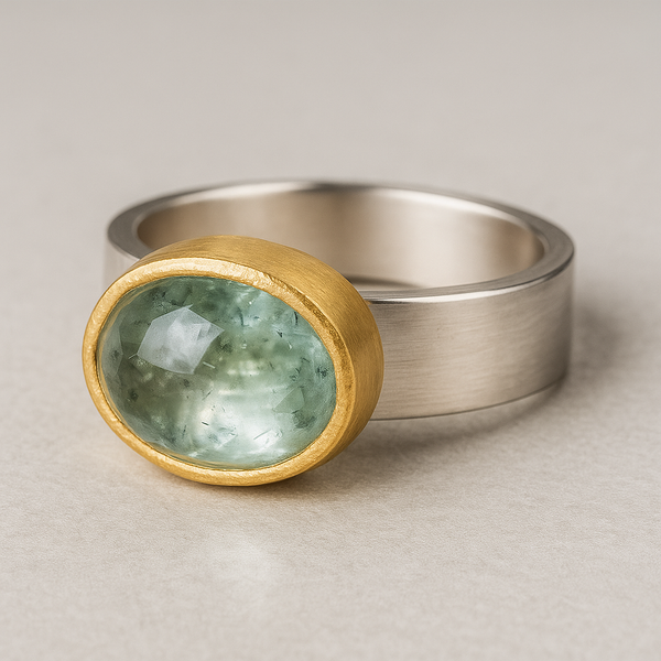 Green ring with rounded stone, Vintage