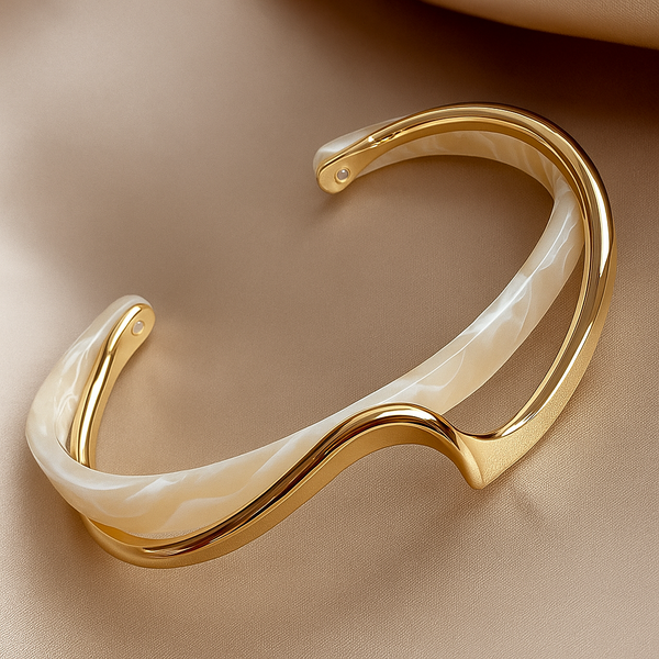 White opal elegant golden bracelet